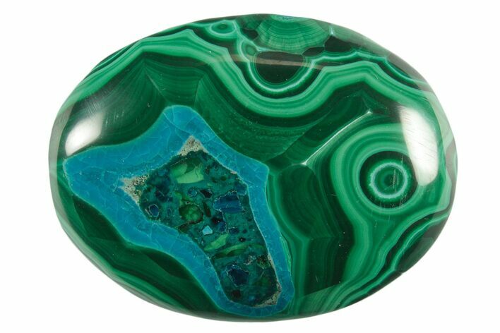1.7" Polished Malachite and Chrysocolla ("Malacolla") Pocket Stones - Photo 1